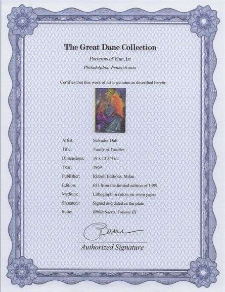 Highly Collectible and Rare Salvador Dali Original Lithograph from the 'Biblia Sacra' Suite