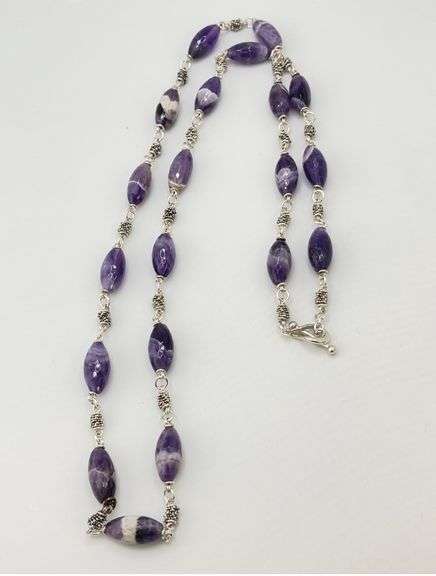 925 Sterling Silver Michael Dawkins Starry Night Amethyst Station Necklace