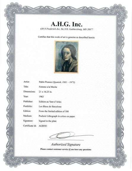 Original Lithograph from Picasso Les Bleus de Barcelona Picasso 1963 Portfolio