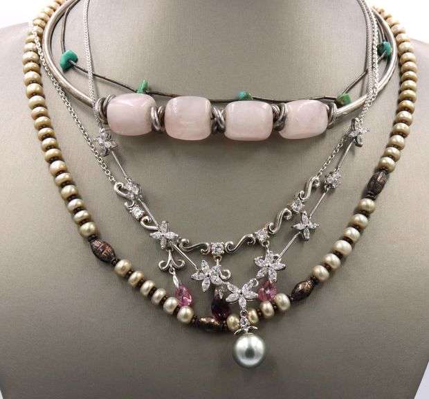 Group lot of 6 Vintage 925 sterling silver necklaces