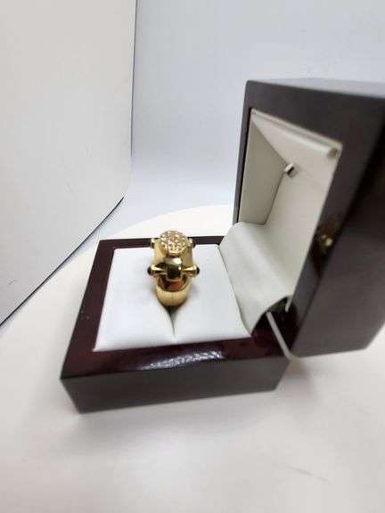 Bold Wide 18KT Yellow Gold Diamond Ring