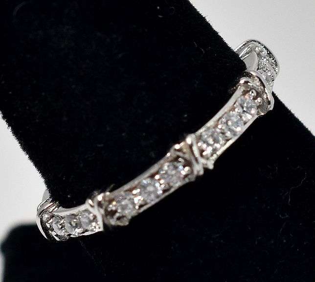 CZ Gemstone Band Ring in Sterling Silver