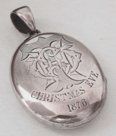 1876 English Sterling Christmas Eve Mourning Locket