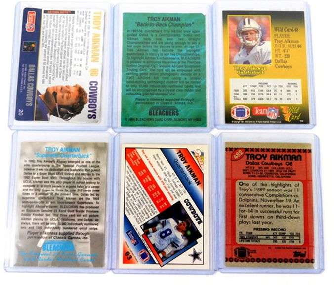 6 Troy Aikman Football Cards, 1 Rookie