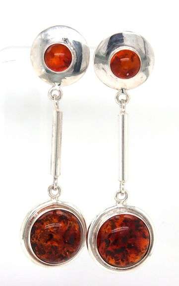 925 Sterling silver Amber dangle earrings