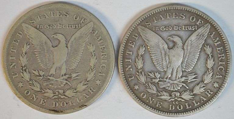 Pair of handsome Carson City Morgan Silver Dollars from 1878-CC & 1890-CC