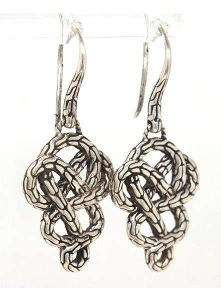 John Hardy Classic chain braided dangle drop earrings