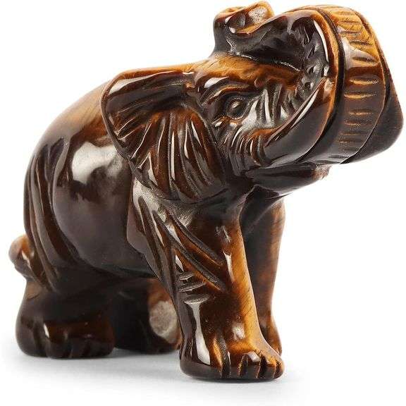 Tiger’s Eye Hand-Carved Elephant Natural Stone