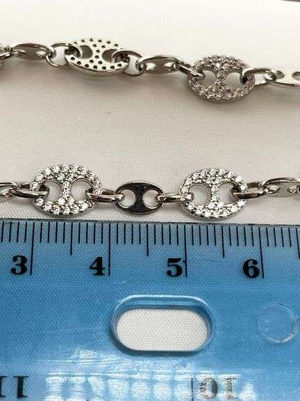 925 Sterling Silver Gucci Inspired Alternative Crystal Link Chain