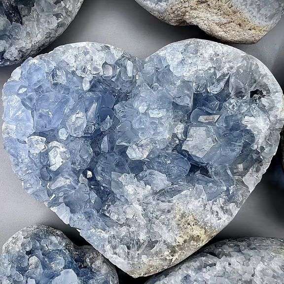 Celestite Heart Crystal Raw Madagascar Geode