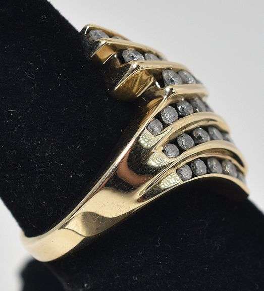 Dazzling 10K Yellow Gold Bypass Diamond Ring