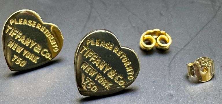 18K Tiffany & Co Yellow Gold Heart Earring