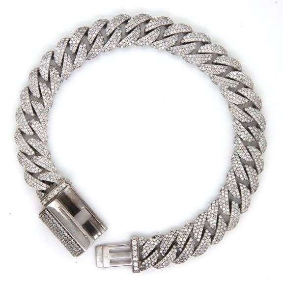 10kt White gold 5.12ctw curb link diamond bracelet