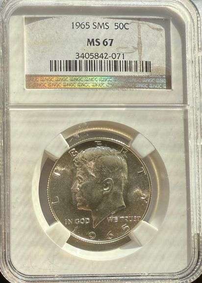 1965 SMS MS 67 NGC Kennedy Half.