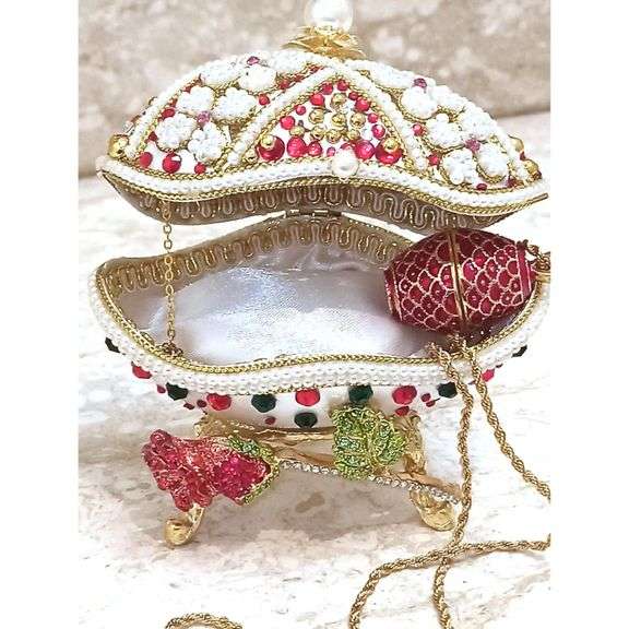 24k Faberge Egg Trinket and Necklace