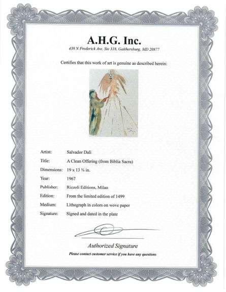 Highly Collectible and Rare Salvador Dali Original Lithograph from the 'Biblia Sacra' Suite