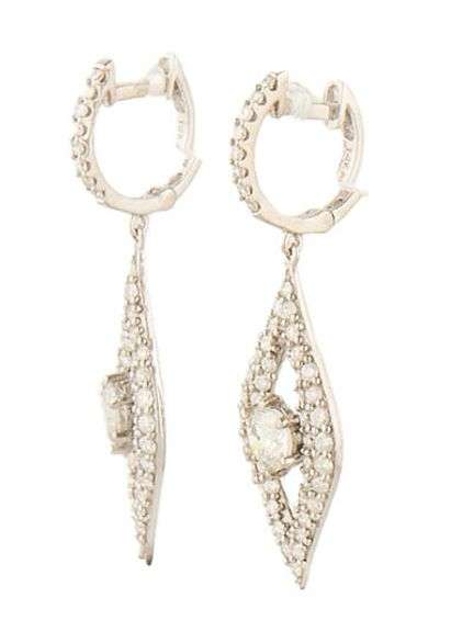 1.00ctw Diamond Marquise Shaped Frame Dangle Earrings in 14K