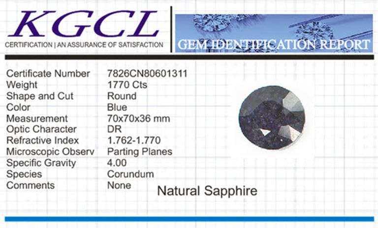 Huge Certified 1770 Ct Museum Size Natural Blue Sapphire Solitaire