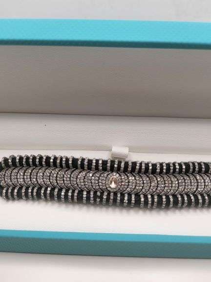 New! +10 ctw all natural diamond weaved on fabric bracelet