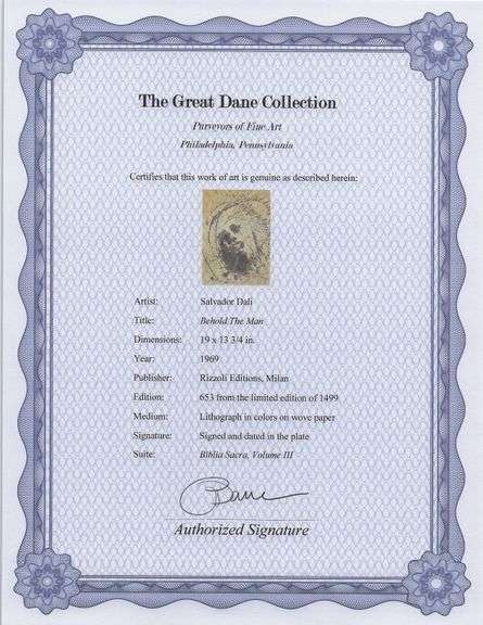 Highly Collectible and Rare Salvador Dali Original Lithograph from the 'Biblia Sacra' Suite