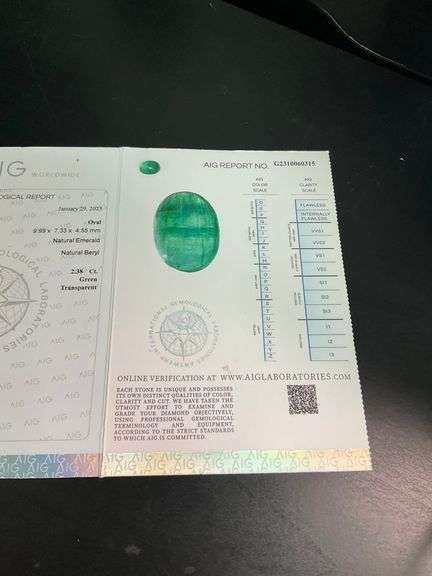 CERTIFIED 2.38 carat loose natural emerald