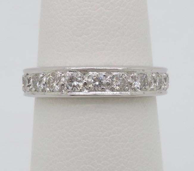 Vintage Diamond Eternity Band Crafted in 18k White Gold