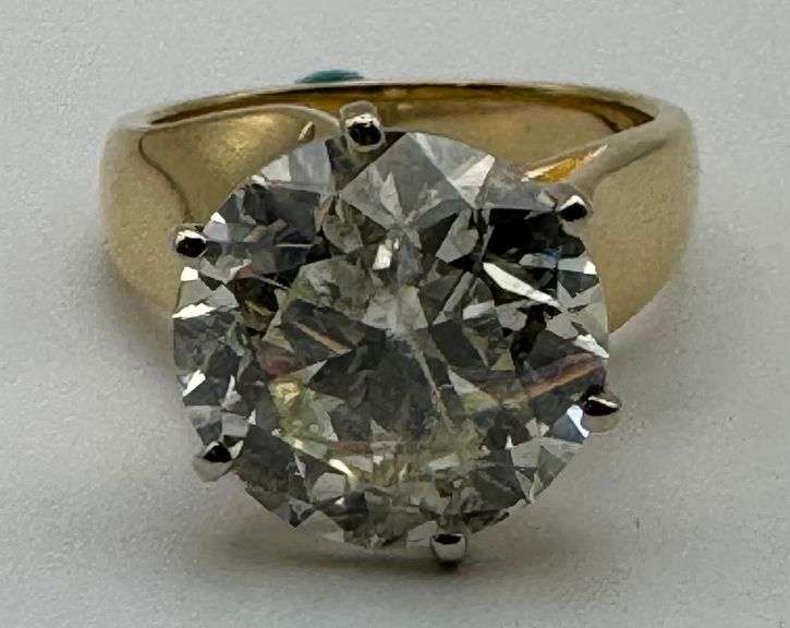 14K Yellow Gold Solitaire 6.77 cts Diamond Engagement Ring