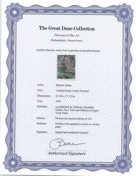 Exclusive Roberto Matta Signed Etching & Aquatint, 1974