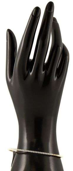 New 0.40ctw Round Diamond Beaded Two Tone Flex Bangle Bracelet in 14K