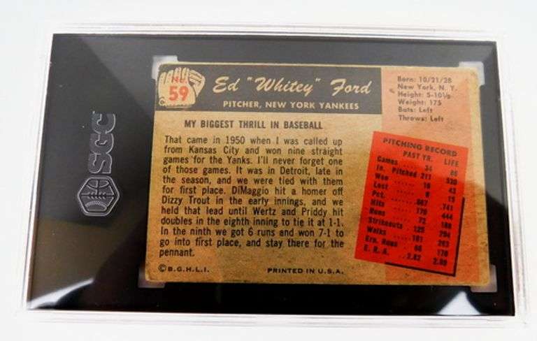 Whitey Ford 1955 Bowman Baseball Card, Graded Authentic