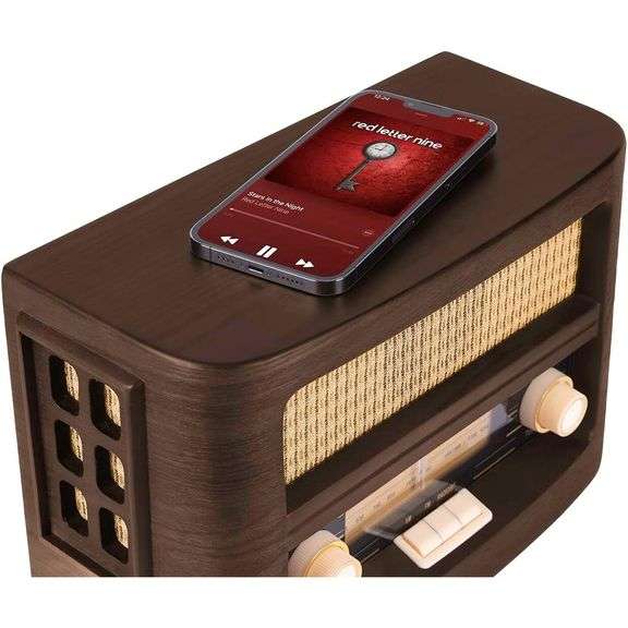 Handcrafted Ashwood Cabinet Radio with Wireless Charging & Bluetooth