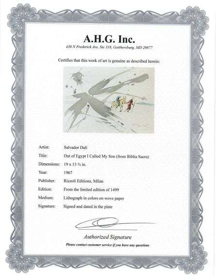 Highly Collectible and Rare Salvador Dali Original Lithograph from the 'Biblia Sacra' Suite