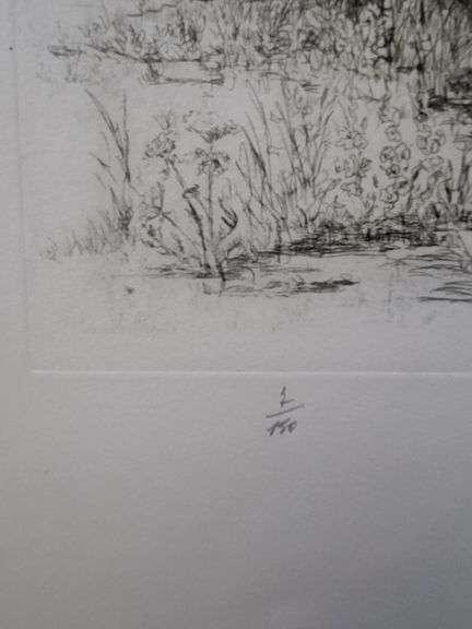 Very rare Remarkabe eoriginal etching hand signed by S.A. Boisecq