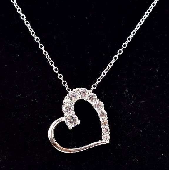 CZ Gemstone Pendant Necklace in Sterling Silver