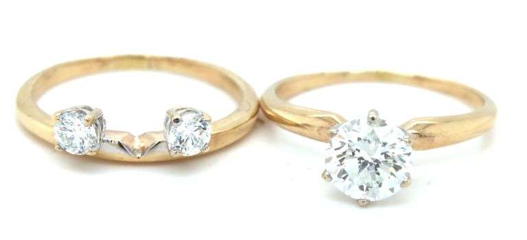 14kt Yellow gold 1.06ct Enhanced and 0.20ctw side diamond engagement set ring