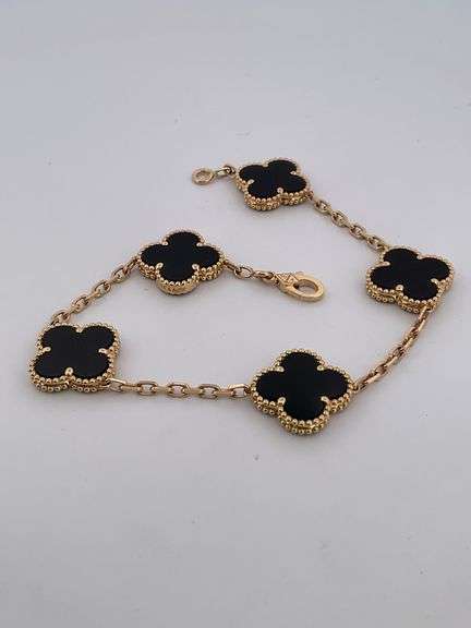 CERTIFIED BRAND NEW 18K YELLOW GOLD CLOVER LEAF BRACELET