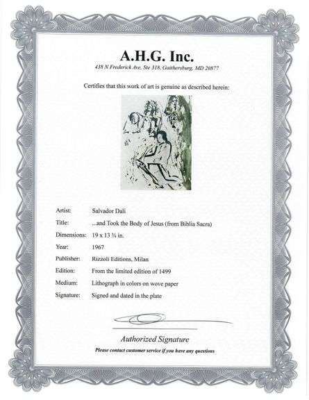 Highly Collectible and Rare Salvador Dali Original Lithograph from the 'Biblia Sacra' Suite