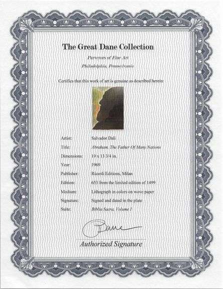 Highly Collectible and Rare Salvador Dali Original Lithograph from the 'Biblia Sacra' Suite