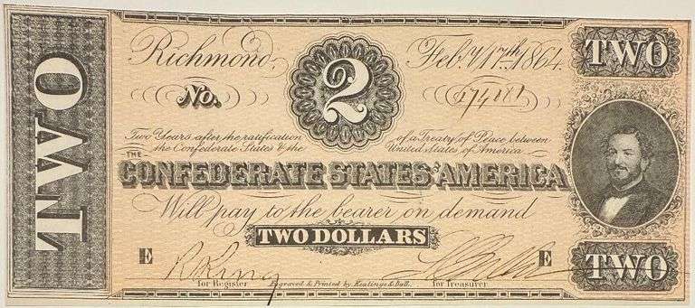 Choice Uncirculated $2 1864 Series CSA Note.