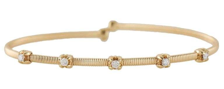 Sonia Bitton 0.25ctw Diamond Five Stone Station Flex Cuff Bracelet in 14K