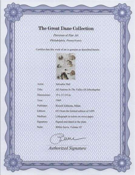 Highly Collectible and Rare Salvador Dali Original Lithograph from the 'Biblia Sacra' Suite