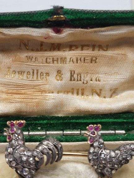 Whimsical Diamond Rooster Pin