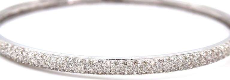 14kt White gold 0.65ctw diamond pave bangle bracelet