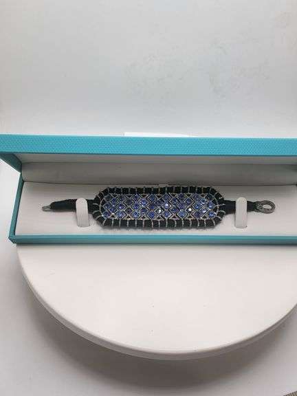 New! +10 ctw all natural sapphire and diamond weaved on fabric bracelet