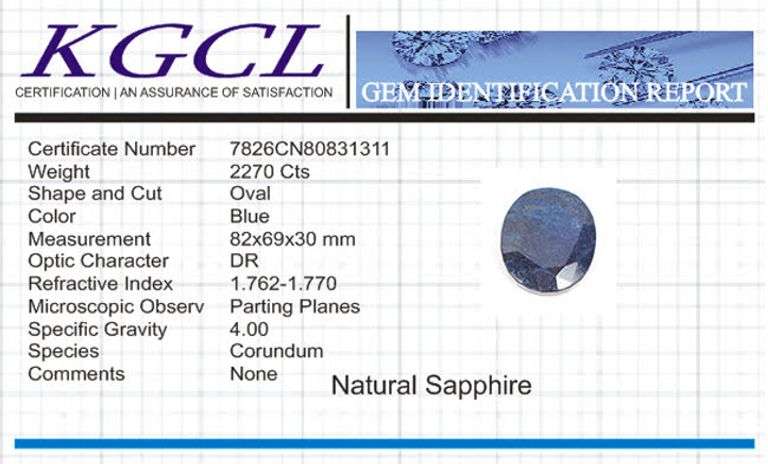 Huge Certified Mined From The Earth 2270 Ct Museum Size Natural Blue Sapphire