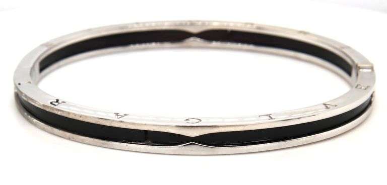 18kt White gold B zero 1 style black ceramic bangle bracelet