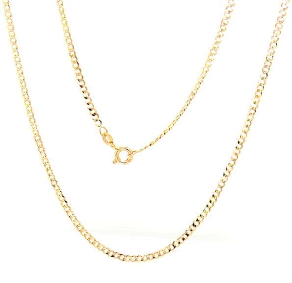 14kt Yellow gold flat curb link chain necklace