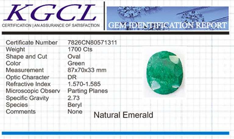 Huge Certified 1700 Ct Museum Size Natural Emerald Solitaire