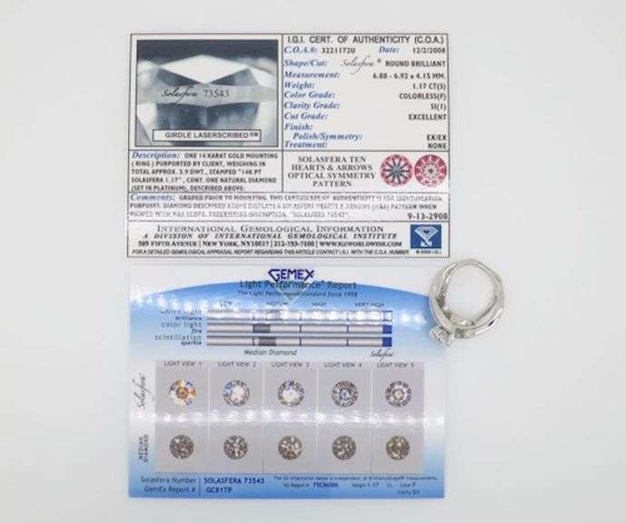 Authentic, Certified Solasfera Diamond set in a Mark Schneider Ring