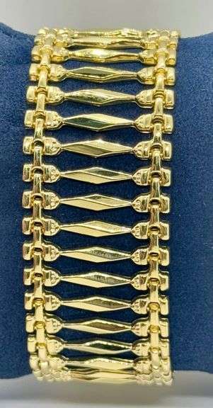 14K Yellow Gold Italian Diamond Bar Bracelet
